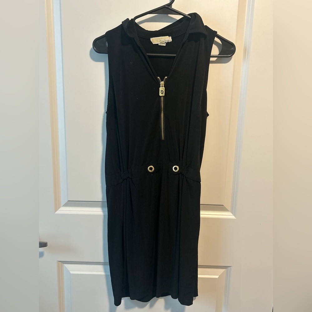 Michael Kors Black Midi Dress with Zipper